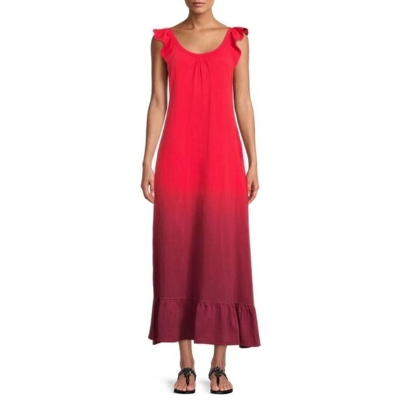 Women's Flutter Sleeve Sleeveless Tiered Knit Dress - Picture 1 of 5